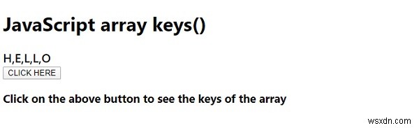 JavaScript array.keys() method 