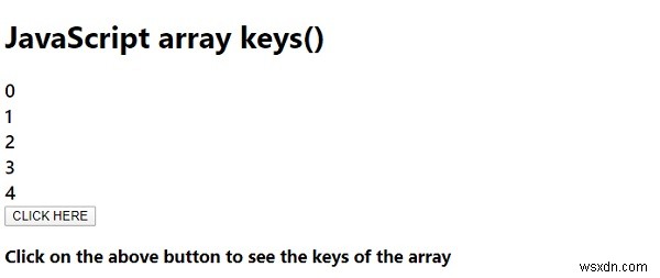 JavaScript array.keys() method 