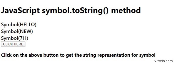 สัญลักษณ์จาวาสคริปต์.toString() 