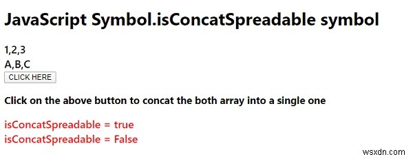 JavaScript Symbol.isConcatสัญลักษณ์กระจาย 