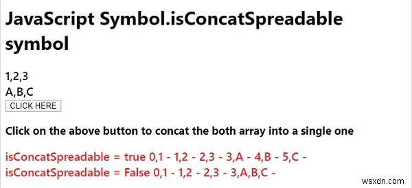 JavaScript Symbol.isConcatสัญลักษณ์กระจาย 