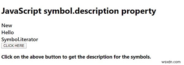 symbol.description คุณสมบัติใน JavaScript 