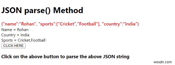 JavaScript JSON parse() เมธอด 