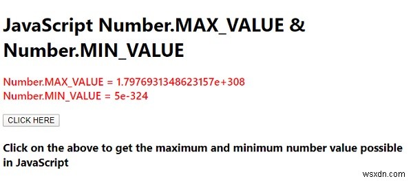 JavaScript Number.MAX_VALUE &Number.MIN_VALUE พร้อมตัวอย่าง 