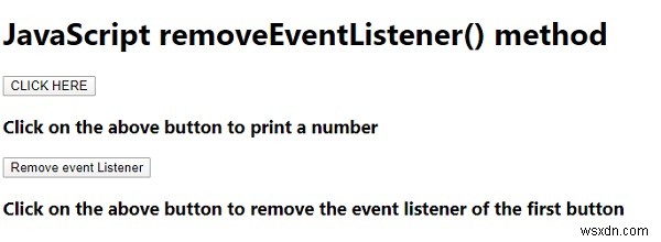 JavaScript removeEventListener() วิธีการพร้อมตัวอย่าง 