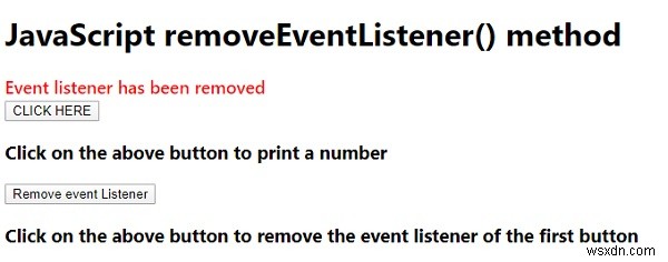 JavaScript removeEventListener() วิธีการพร้อมตัวอย่าง 