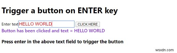 JavaScript ทริกเกอร์ปุ่มบนปุ่ม ENTER 