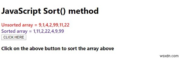 JavaScript Sort() method 