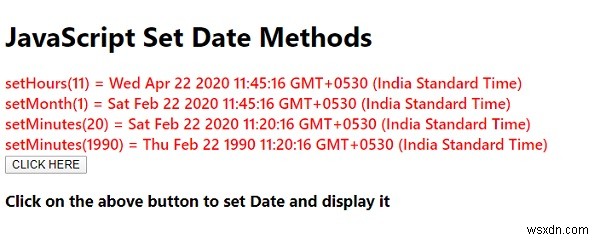 JavaScript Set Date Methods 