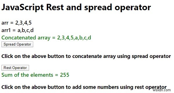 ตัวดำเนินการพักและกระจายใน JavaScript 