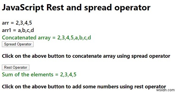 ตัวดำเนินการพักและกระจายใน JavaScript 