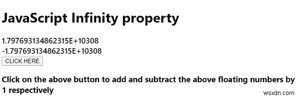 จะพิมพ์ค่าอินฟินิตี้บวกและลบใน JavaScript ได้อย่างไร 