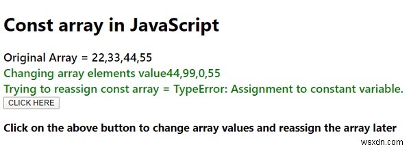 จะสร้างอาร์เรย์คงที่ใน JavaScript ได้อย่างไร? เราสามารถเปลี่ยนค่าของมันได้หรือไม่? อธิบาย. 