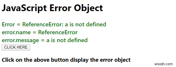 อธิบาย JavaScript Error Object 