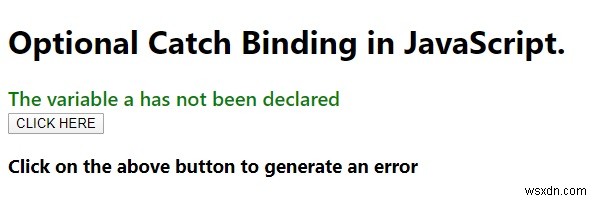 อธิบายตัวเลือก Catch Binding ใน JavaScript 