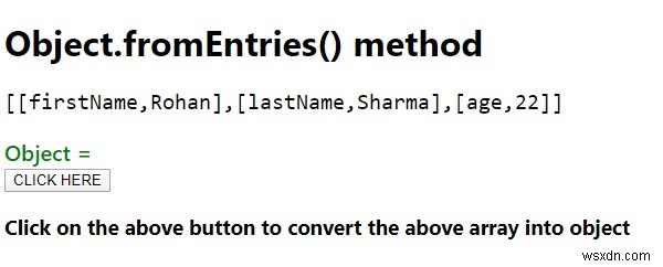 Object.fromEntries() วิธีการใน JavaScript 