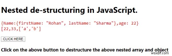 ซ้อน de-structuring ใน JavaScript 