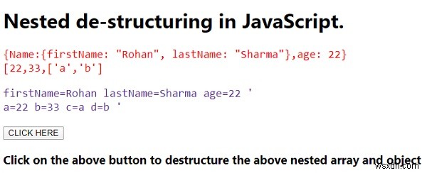 ซ้อน de-structuring ใน JavaScript 