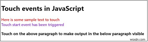 อธิบายเหตุการณ์การสัมผัสใน JavaScript 