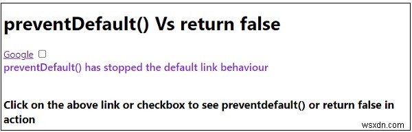 PreventDefault( ) vs Return false ใน JavaScript? 
