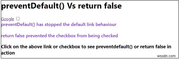 PreventDefault( ) vs Return false ใน JavaScript? 