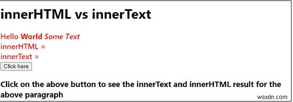 innerHTML เทียบกับ innerText ใน JavaScript 