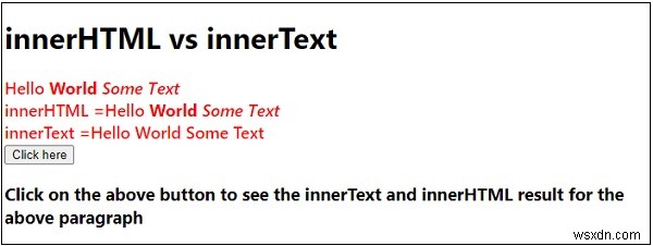 innerHTML เทียบกับ innerText ใน JavaScript 