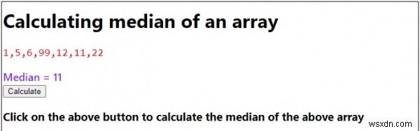 การคำนวณค่ามัธยฐานของอาร์เรย์ใน JavaScript 