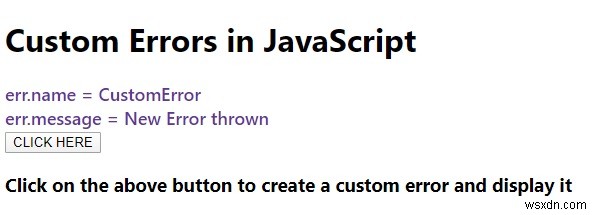 ข้อผิดพลาดที่กำหนดเองใน JavaScript 