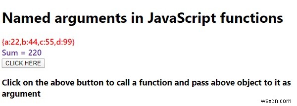 อาร์กิวเมนต์ที่มีชื่อใน JavaScript 