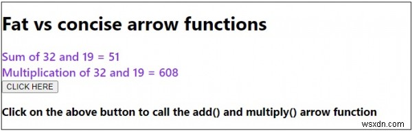 ฟังก์ชันลูกศรอ้วนและกระชับใน JavaScript 