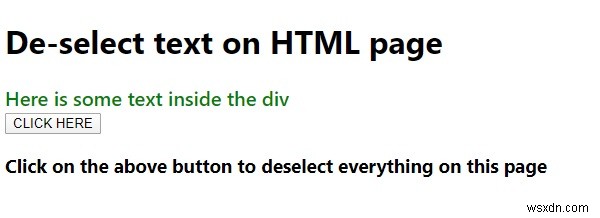 รหัส JavaScript เพื่อยกเลิกการเลือกข้อความในหน้า HTML 