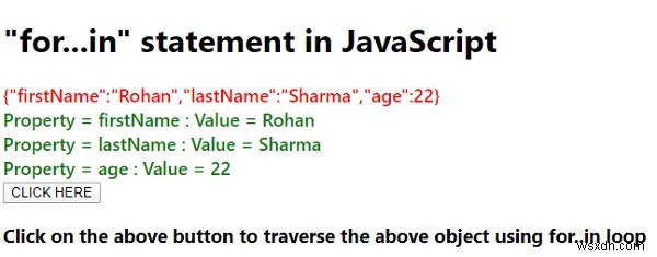 อธิบายสำหรับ...ในคำสั่งใน JavaScript? 