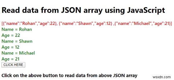 จะอ่านข้อมูลจากอาร์เรย์ JSON โดยใช้ JavaScript ได้อย่างไร 