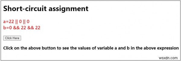 การกำหนดวงจรสั้นใน JavaScript 