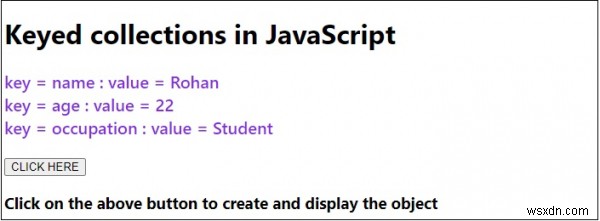 คีย์คอลเลกชันใน JavaScript 