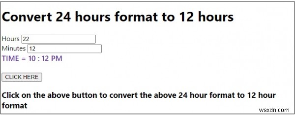 โปรแกรม JavaScript แปลงรูปแบบ 24 ชั่วโมงเป็น 12 ชั่วโมง 