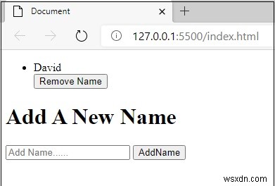 จะเพิ่มและลบชื่อบนปุ่มคลิกด้วย JavaScript ได้อย่างไร? 