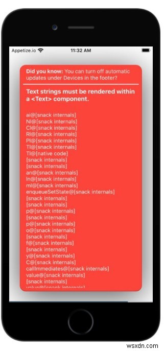 วิธีจัดการกับข้อผิดพลาด  ต้องแสดงสตริงข้อความภายในองค์ประกอบ  Text   ใน ReactNative 