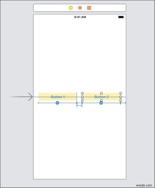 การจัดตำแหน่งสองปุ่มในแนวตั้งใน iOS 