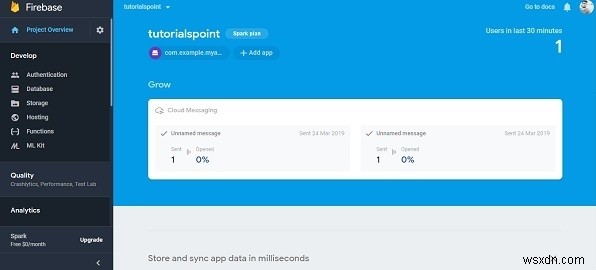 จะส่งข้อความจากคอนโซล firebase หลังจากสร้างโปรเจ็กต์ได้อย่างไร 