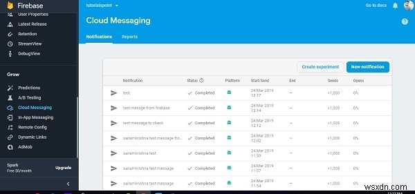 จะส่งข้อความจากคอนโซล firebase หลังจากสร้างโปรเจ็กต์ได้อย่างไร 