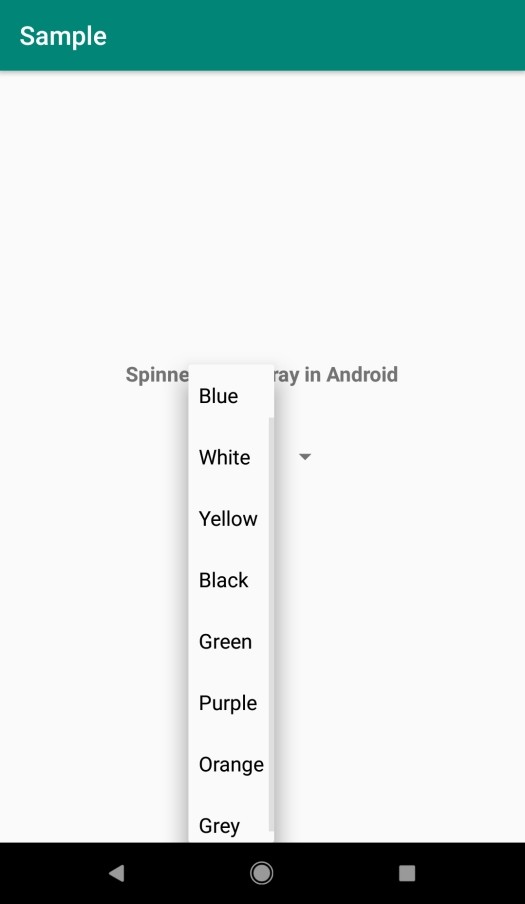 วิธีสร้างสปินเนอร์โดยทางโปรแกรมจากอาร์เรย์ใน Android 