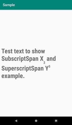 ตัวห้อยและ SuperScript เป็นสตริงใน Android? 