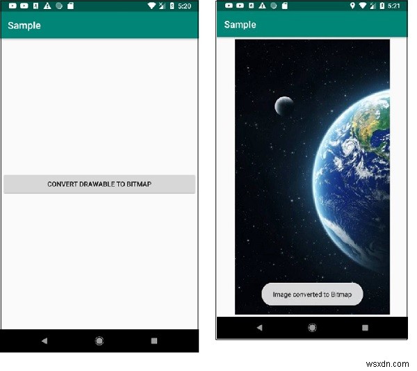 วิธีการแปลง Drawable เป็นบิตแมปใน Android? 