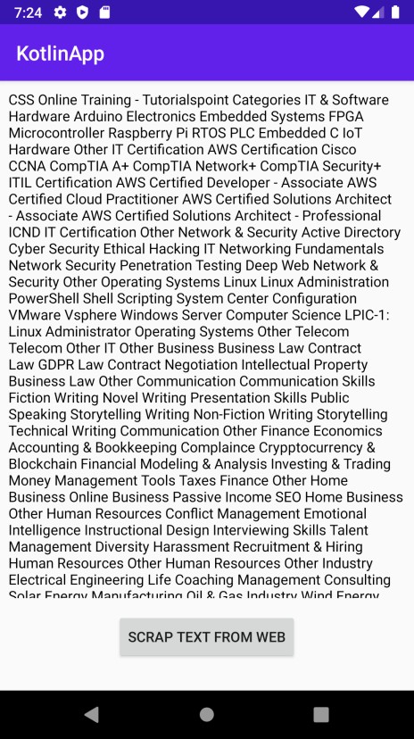 Web Scraping ในแอปพลิเคชัน Android โดยใช้ Kotlin? 