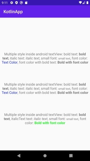วิธีสร้างหลายสไตล์ใน TextView บน Android โดยใช้ Kotlin 