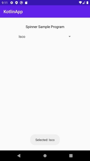 วิธีสร้าง Android Spinner ด้วยข้อความเริ่มต้นโดยใช้ Kotlin 