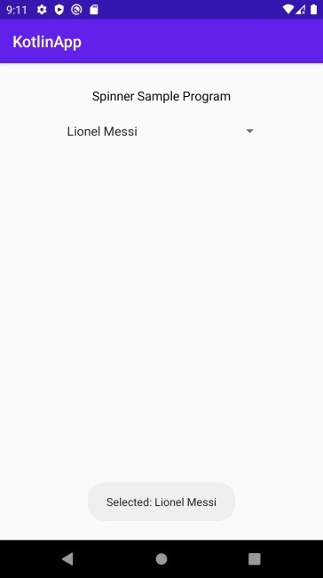 วิธีสร้าง Android Spinner ด้วยข้อความเริ่มต้นโดยใช้ Kotlin 