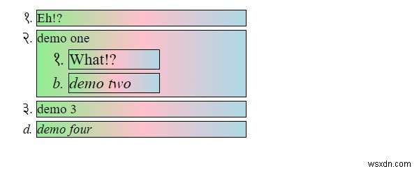 ประเภทรายการการตั้งค่าสไตล์ใน CSS 